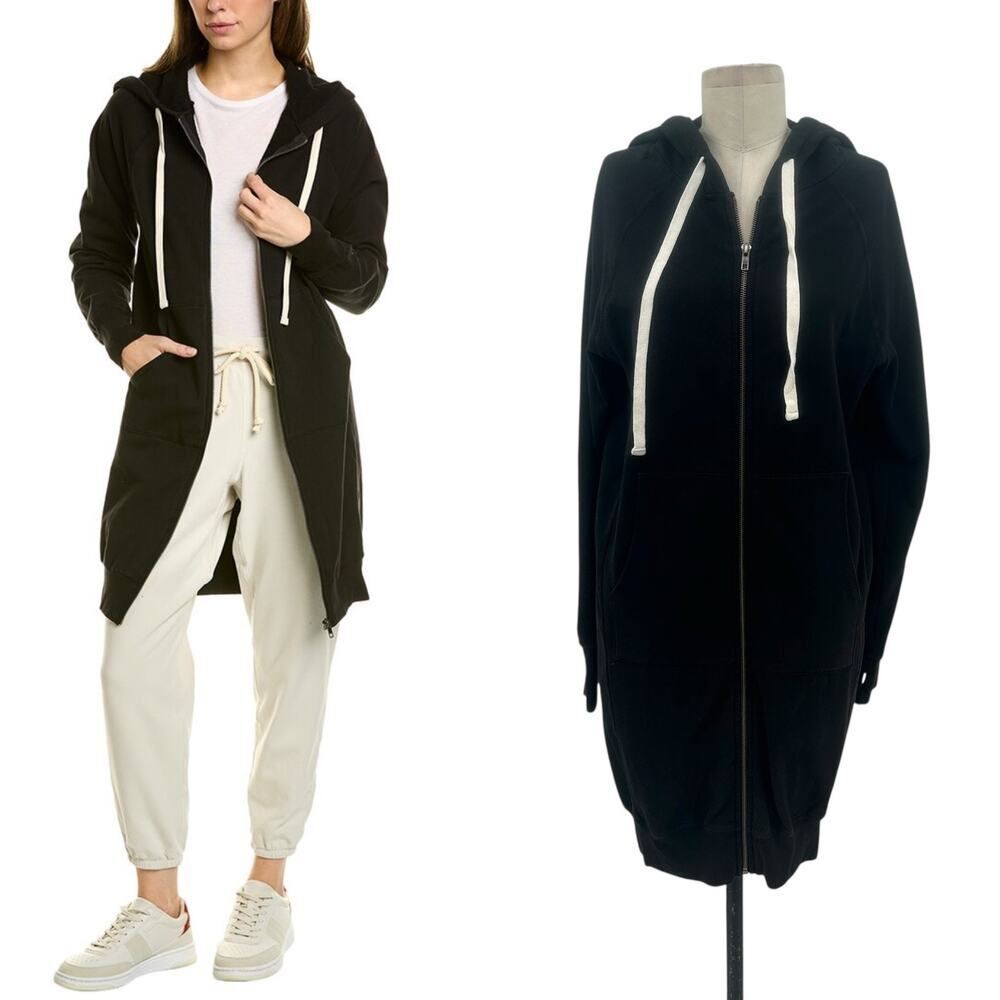 Electric & Rose Joplin Long Zip Hoodie In Black Size XS